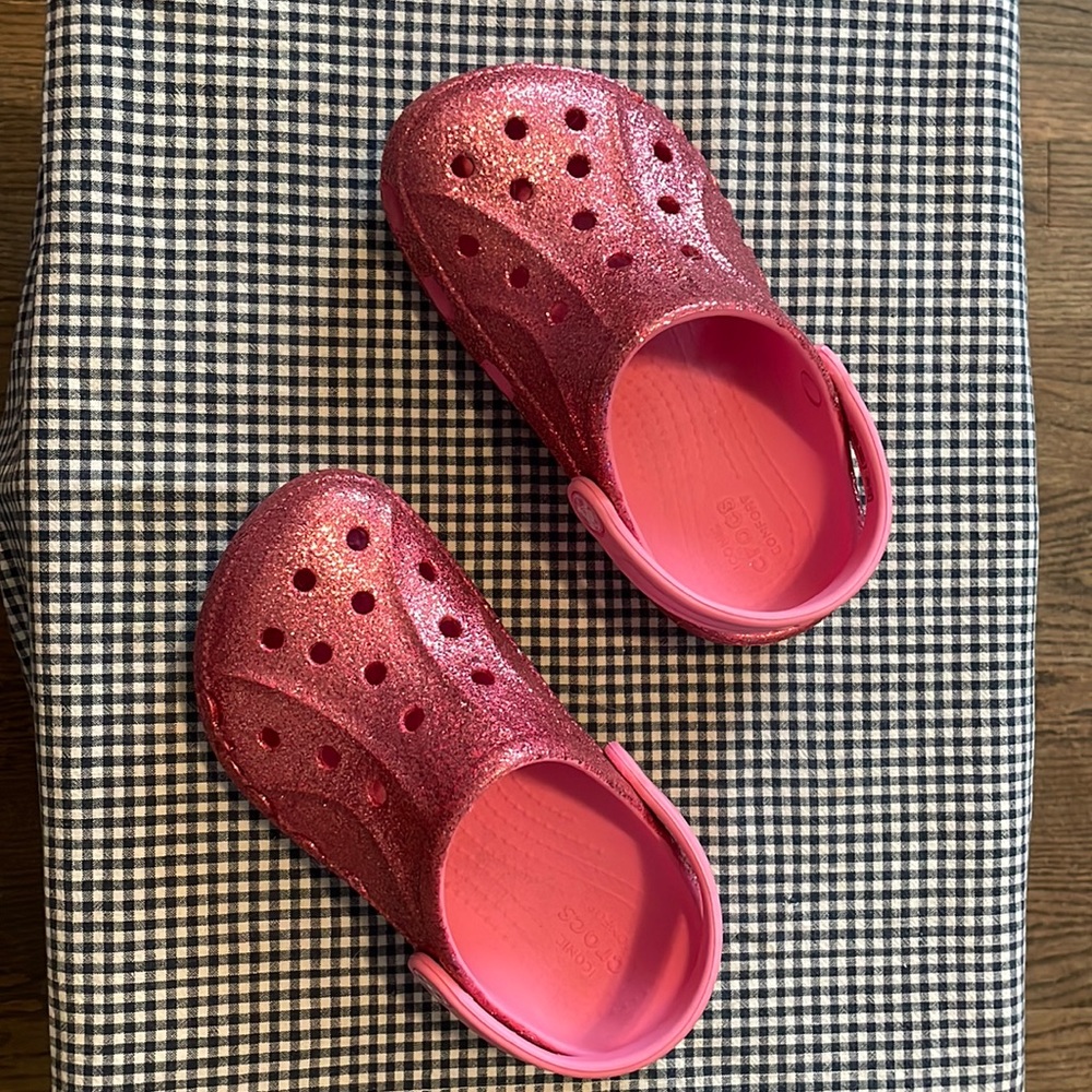 Pink Glitter Crocs Kids Size 1